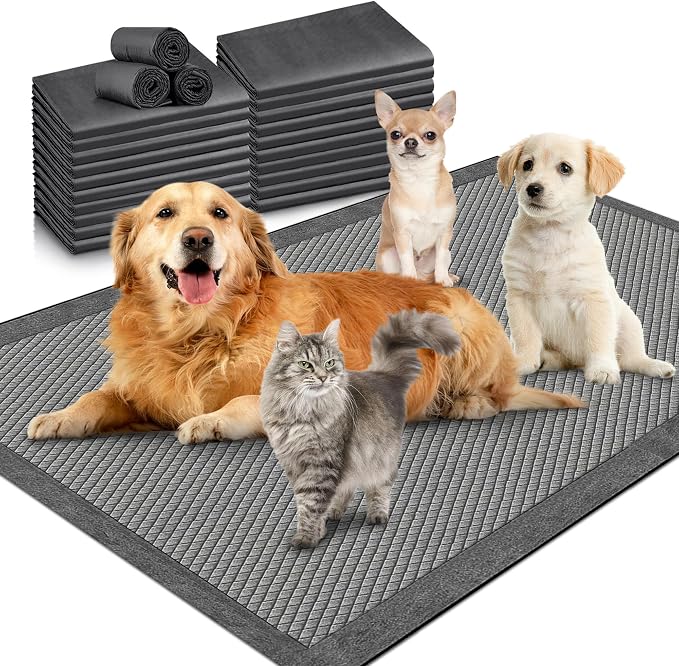 Gimars XXXL 31"x47" 40 Counts Odor-Control Charcoal Pee Pads for Dogs, Super-Absorbent and Leak-Proof Pet Training Pee Pads, Disposable Charcoal Puppy Pads Suitable for Dogs, Cats and Rabbits
