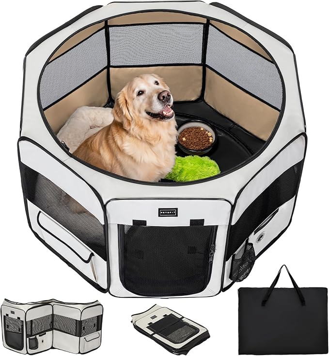 PETSFIT Dog Playpen, 45.5in, Jump-Proof 28.5in H