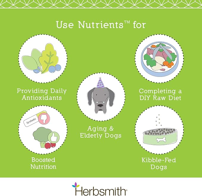 Herbsmith Nutrients Superfood Dog Multivitamin Featuring Vitamins & Minerals from Whole Foods Boost Kibble or DIY Raw with Antioxidants for Puppies to Seniors - 17.63 oz
