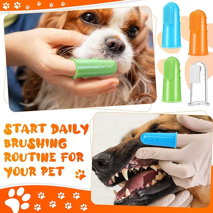 Nuogo 80 Pack Bulk Dog Toothbrush Soft Finger Brushes, Pet Finger Toothbrush for Easy Teeth Cleaning, Soft Dental Care Brush for Dogs, Small Cats and Puppies
