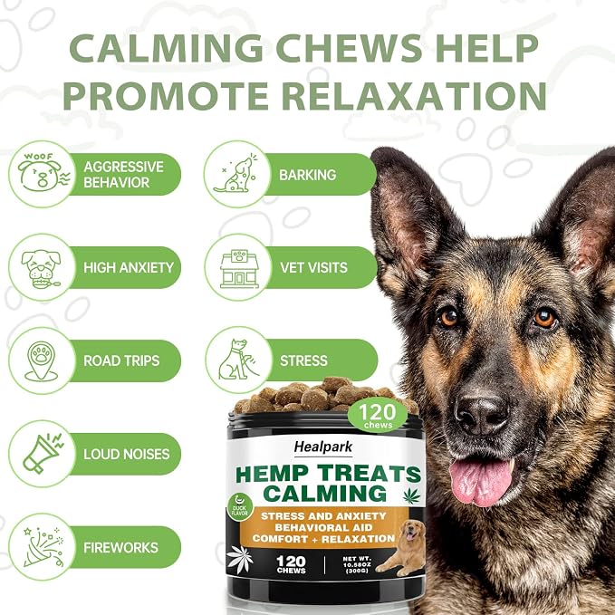 Hemp Calming Chews for Dogs with Anxiety and Stress, Valerian
