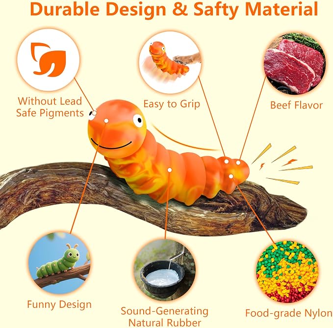 Indestructible Dog Toys for Aggressive Chewers, Tough Toy | Chew Toys for Large and Medium Dogs, Squeaky Rubber & Beef-Flavored Nylon, Dental Care, Boredom & Anxiety Relief