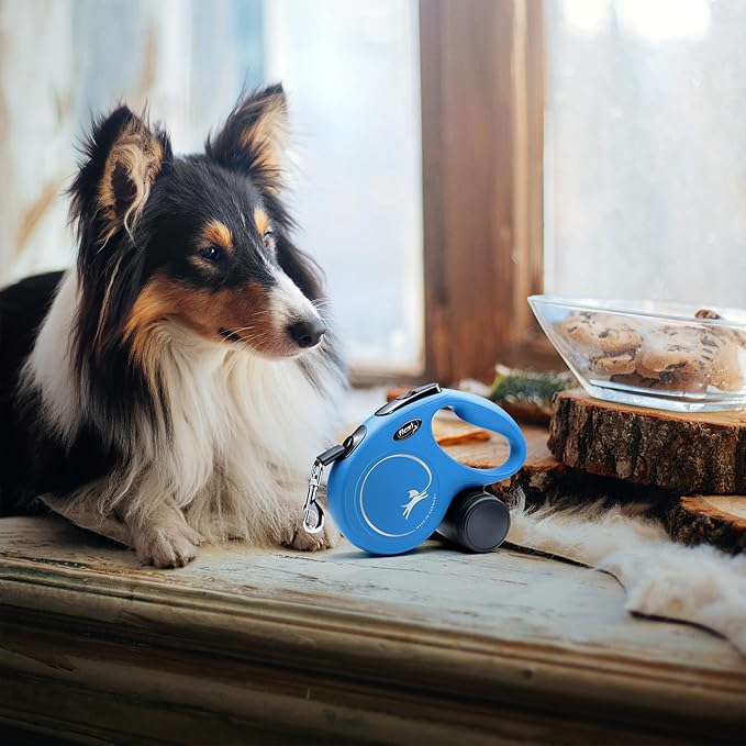 FLEXI® Classic Cord Retractable Dog Leash, Medium, 16 ft - Blue | German engineered, original flexi leash, durable quality for dogs up to 44 lbs, tangle-free, walking, reliable brake system