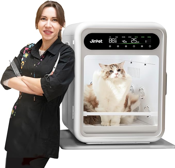 JirPet Pet Dryer Box, 75L Professional Drying Cabin with Smart Chip Safety | 400CFM Strong Airflow, Pet-friendly 40dB Low Noise Drying, Auto Temp & Humidity Control, Efficient Drying for Grooming Salons