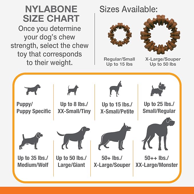 Nylabone Textured Ring Power Chew Toy for X-Large Dogs 50+ lbs | Durable dog toys for aggressive chewers, strong dog chew bones, flavor medley, textures help clean teeth