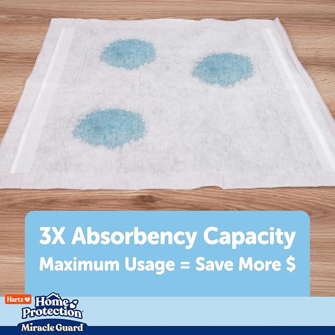 Hartz Miracle Guard Dog and Puppy Dog Pads Max Absorbency 24 Hour Use Odor Eliminating No Leaks, 2XL Size 20 Count