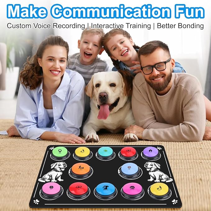 Dog Buttons for Communication, 12 Pack, 10 Color