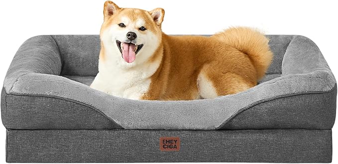 EHEYCIGA Orthopedic Memory Foam Dog Bed - Large 36x27in, Grey