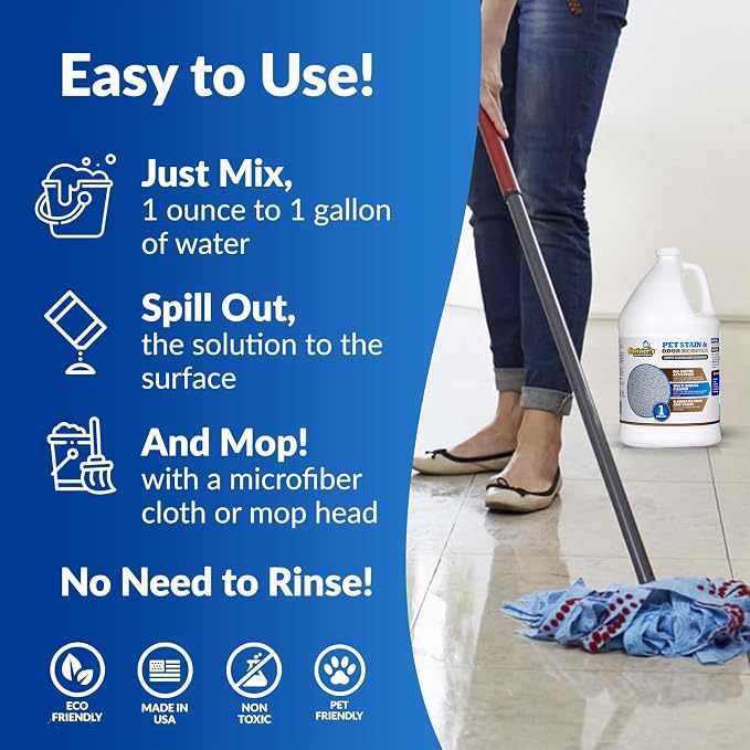 Sheiner's Pet Urine Enzyme Cleaner & Pet Stain & Odor Remover, Advanced Enzymatic Cleaner Solution for Carpets, Rugs, Upholstery & Multi-Surfaces, Safe for Pets & Kids. (128 oz)