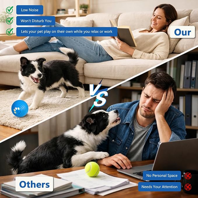 Smart Interactive Dog Ball for Aggressive Chewers, Self Moving Toy, E-TPU | Vibrating Dog Ball with 4 Play Modes, Moving & Bouncing Ball for Dogs, Smart Self Rolling Dog Toy for Small Medium Dogs