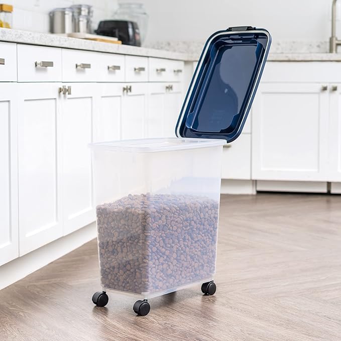 IRIS USA Dog Food Storage Container, Up to 40 lbs, Navy