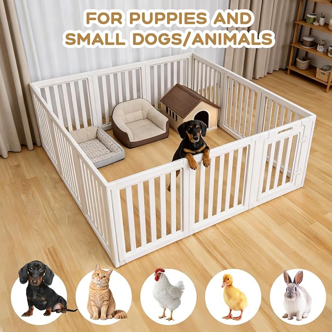 Dog Playpen, Clear Dog Pen, Dog Pen Indoor, Easy to Install and Remove Dog Play Pen, Puppy Playpen Suitable for Dogs, Cats,Dog Playpen Indoor (White, 23.6 inch Height, 12 Panels)