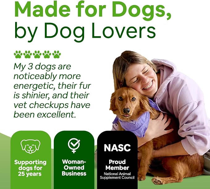 Superfood Supplement for Dogs (12 oz) Organic Human-Grade Ingredients, Vitamins, Minerals, Antioxidants and Fibre Rich for Optimal Digestion, Shiny Coat and Better Health (3 Pack)