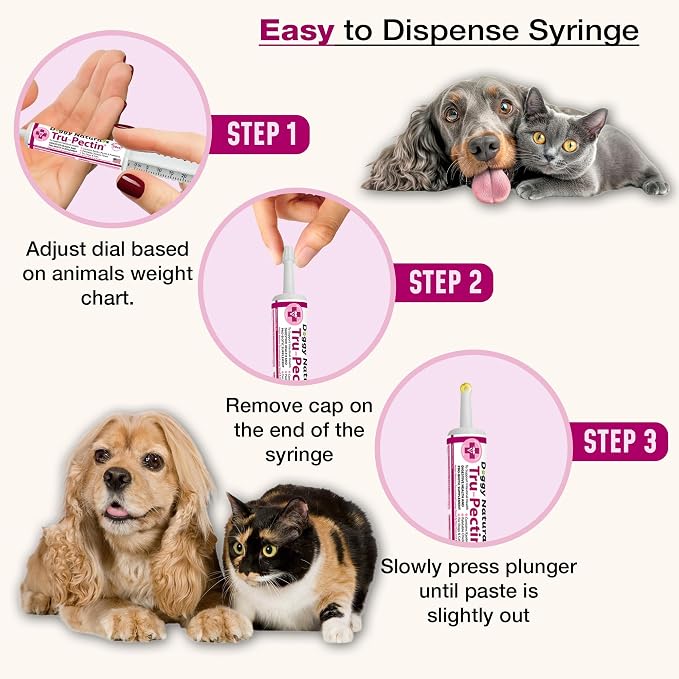 Tru-Pectin Anti-Diarrheal Oral Paste for Dogs & Cats – Chicken Liver Flavor –Helps Reduce Occasional Loose Stool & Diarrhea, Balance Gut pH, Support Normal Digestion & Gut Flora -Made in USA- 30cc