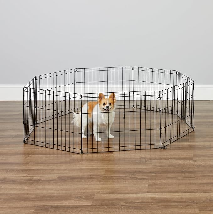 New World by MidWest Homes for Pets 18-Inch Exercise Pen, for Indoor and Outdoor use, 16 Sq Feet of Play, Folding Dog Pen, No Door Design for Maximum Security, Easy to Set Up, Foldable Pet Playpen