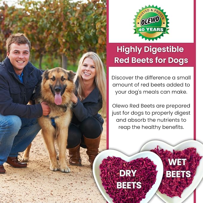 Olewo Original Red Beets for Dogs – Internal Support Dog Food Topper for Skin Sensitivity and Overall Balance, Prebiotic Fiber and Whole Food Nutrients, 2.2 lbs