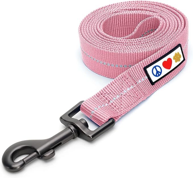 Pawtitas Pink Dog Leash 6 ft XS/S Reflective Durable Lightweight Recycled Lead for Small Dogs and Puppies