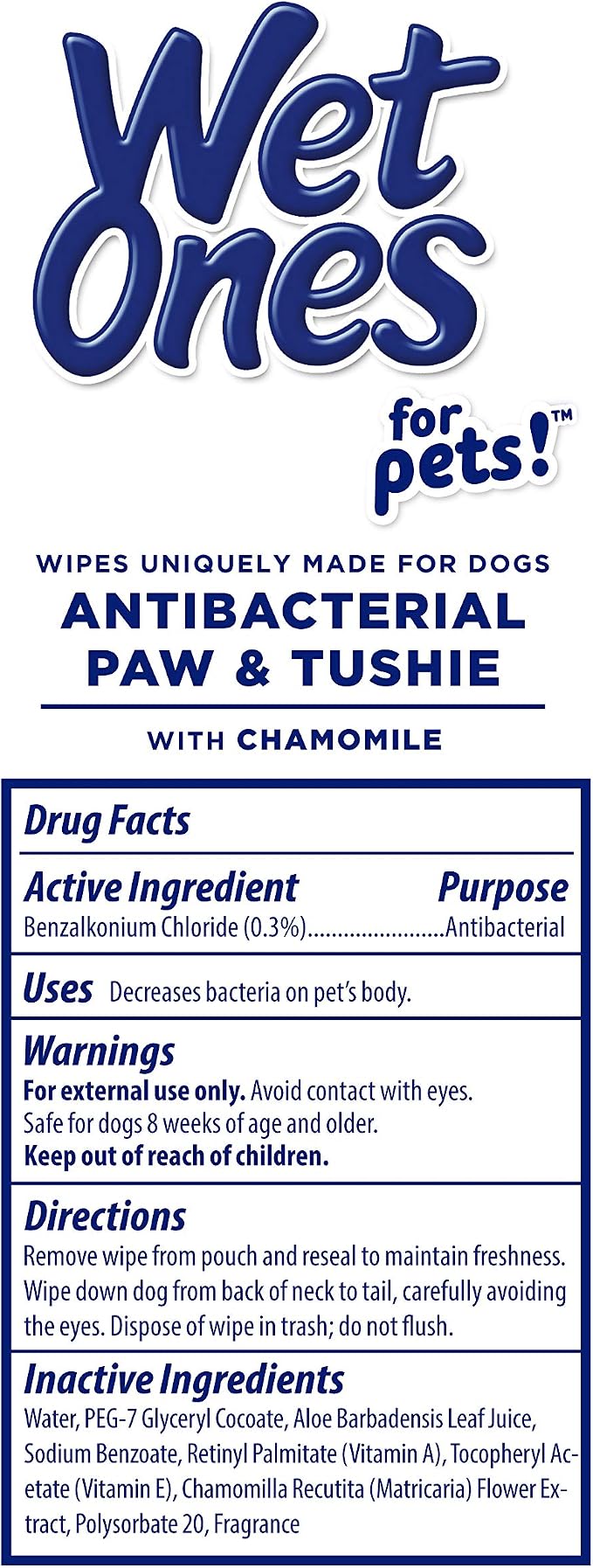 Wet Ones for Pets Paw and Tushie Grooming Wipes, Wet Lock Seal, 30 Count - 8 Pack