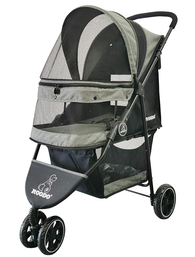 ROODO 3-Wheel Pet Stroller - Cationic Ash, up to 30lbs
