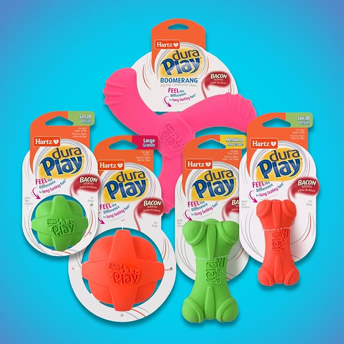 Hartz DuraPlay Bone Squeaky Latex Dog Toy for Small Breeds, 3 Pack