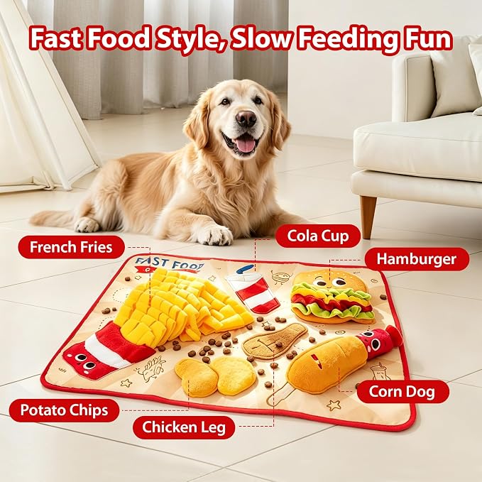 Gigwi Snuffle Mat for Dogs, Non-Slip Dog Puzzles for Smart Dogs and Cats | Slow Feeder Nose Work Training Mat 23.6" X 18.1", Built In Squeaker, Pet Enrichment for All Breeds Of Puppy, Cats & Rabbits