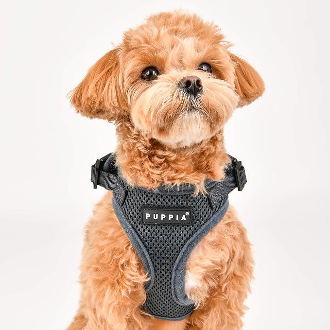 Puppia Authentic RiteFit Harness with Adjustable Neck, Medium, Beige