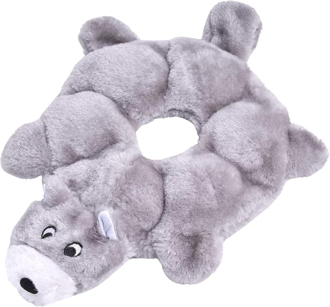 ZippyPaws Loopy No Stuffing Dog Toys to Keep Them Busy - 10" | For Small, Medium, & Large Dogs, Squeaky Pet Toy for Boredom, Unstuffed Chew Toy, Soft Plush Puppy Products, Wolf