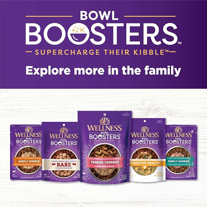 Wellness Bowl Boosters, Dog Food Topper for Small, Medium, & Large Breeds, Grain Free, Natural, Freeze Dried, Skin & Coat Health Chicken, 4 Ounce Bag (Pack of 2)