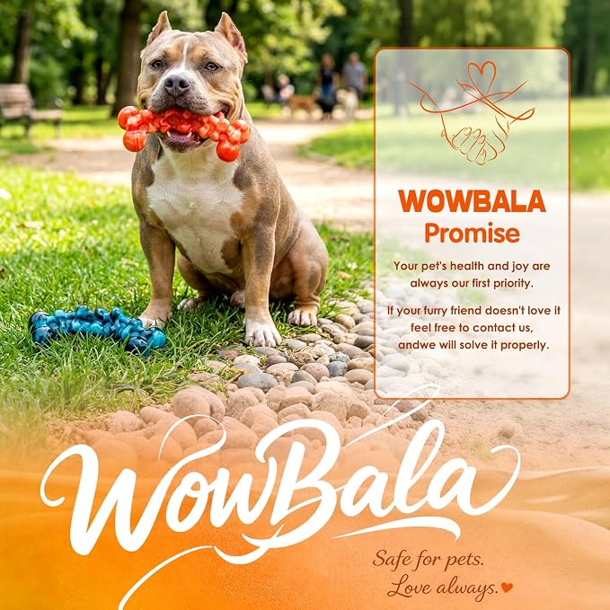 WOWBALA Dog Toys for Aggressive Chewers,Indestructible Dog Chew Toy | Tough Nylon, Not Easy to Bite Break, Long Lasting Fun, Teeth Cleaning for Medium & Large Dogs,2 Pack