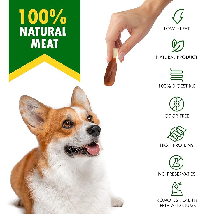 Dog Treats, Calcium Bones Wrapped Chicken & Rawhide Free Chew 10.6 Oz - Pet Healthy Dried Snacks & Grain Free Meat - Bulk Best Chews for Christmas, Training Small & Large Dogs - Made for USA