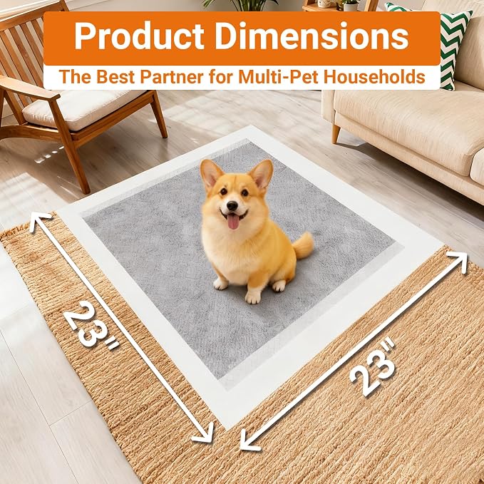 Charcoal Puppy Pads 23"x23" – 100 Count Extra Absorbent Black Puppy Pads, Charcoal Pee Pads for Dogs, Leak-Proof Puppy Training Pads & Dog Training Pads for Potty Training
