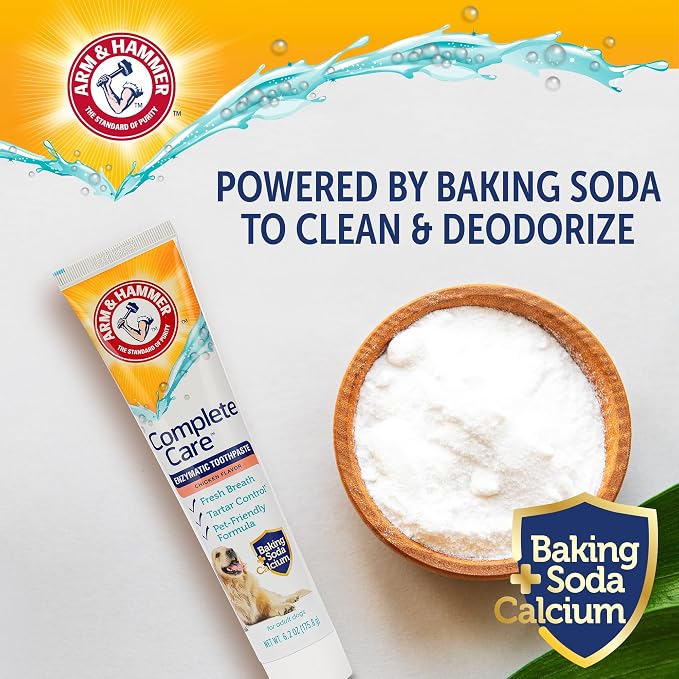 Arm & Hammer Complete Care Enzymatic Dog Toothpaste, Chicken, 6.2 Oz, 6-Pk | Fluoride-free formula with baking soda and calcium fights plaque and tartar, freshens breath, value size
