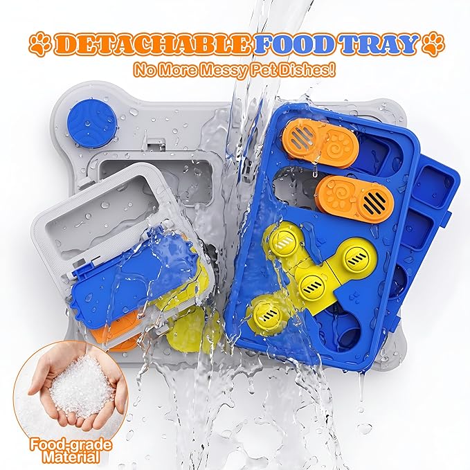 Dog Puzzle Toy Slow Feeder, Interactive Dog Toys for IQ Training & Mental Stimulation, ABS Easy Clean Detachable Tray Non-Slip Base, Enrichment Toys for Dogs, Blue