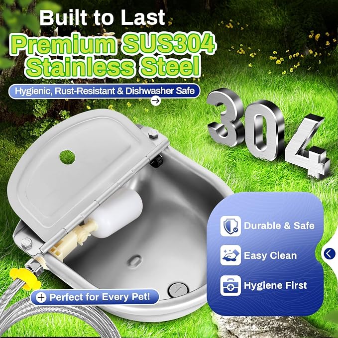 Automatic Animal Drinking Water Bowl with Float Valve, Extended Pipe & Drain Hole, for Livestock