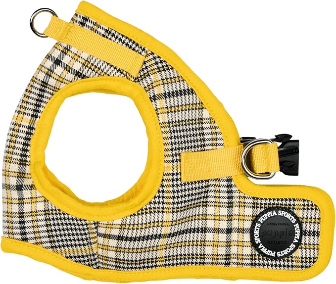 Puppia Lucas Dog Vest Harness B (Step-in) Fashionable Checkered Pattern Spring Summer Harness for Small and Medium Dogs, Yellow, X-Large