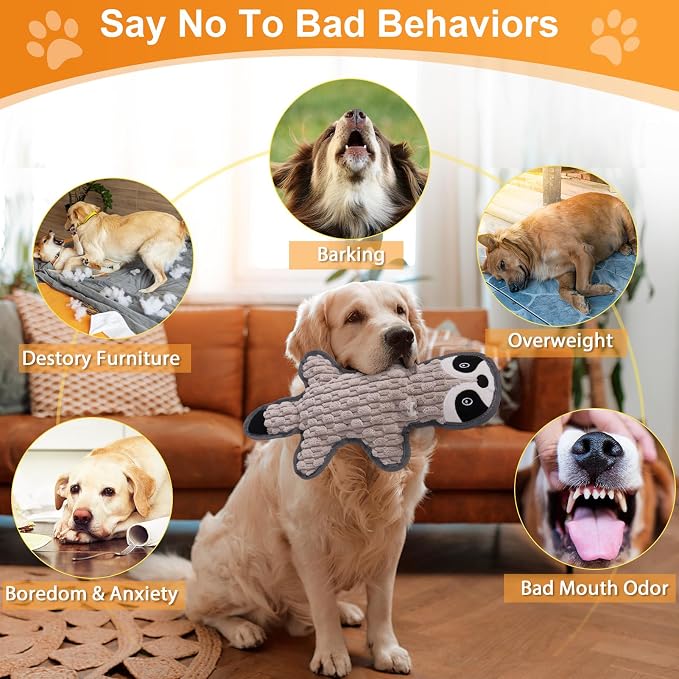 5 Pack No Stuffing Squeaky Dog Toys for Large Dogs - Interactive Durable Plush Chew Toy with Crinkle Paper, Safe Pet Toy for Small to Large Breed, Ideal for Puppy Gifts & Tug of War Toys