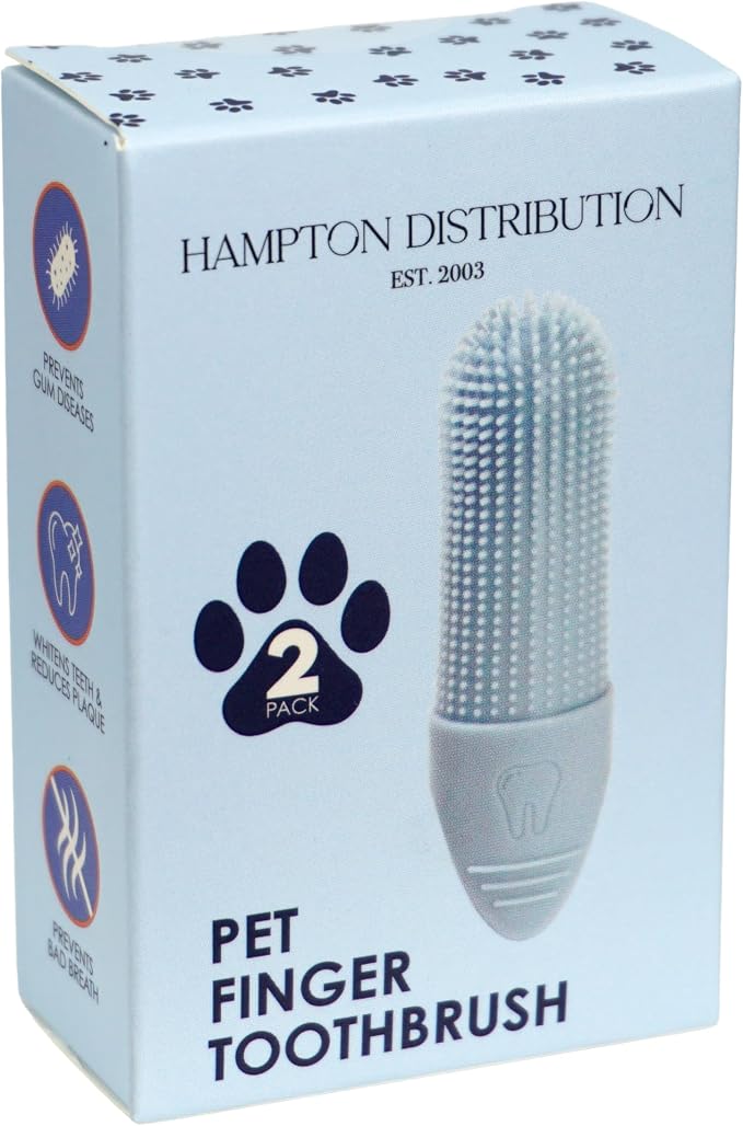 Hampton Distribution 2-Pack Pet Dental Care Kit - 360° Silicone Dog & Cat Finger Pet Toothbrush