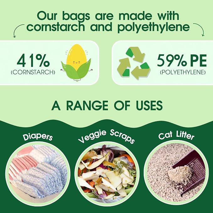 Pet N Pet 800 Counts Unscented Dog Poop Bags Rolls with Tie Handles, 41% Plant Based & 59% PE Poop Bags for Dogs, Extra-Thick Doggie Poo Bag, Pet Waste Bag