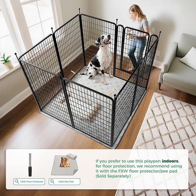 FXW Rollick Unleashed Dog Playpen, 50in, 8 Panels, Large, Black