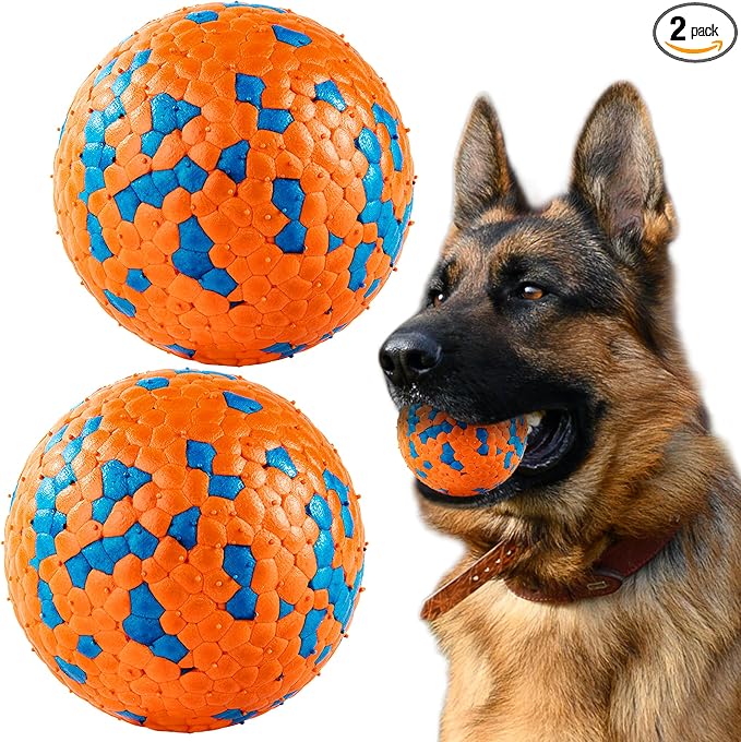 FUSOTO 2Pcs Dog Balls, Tennis Balls for Dog, Orange | Balls for Dog Aggressive Chewers, for Large Medium Small Puppy, Training Catch&Fetch, Water Floats Toys, Orange