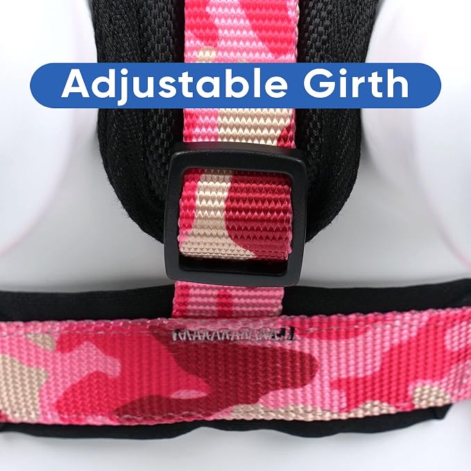 Pawtitas Reflective Padded Dog Harness for X-Small Dogs – Adjustable Puppy Step-in Vest | Fits Chest 14–18 in | No Pull Training Harness | XS | Pink Camo