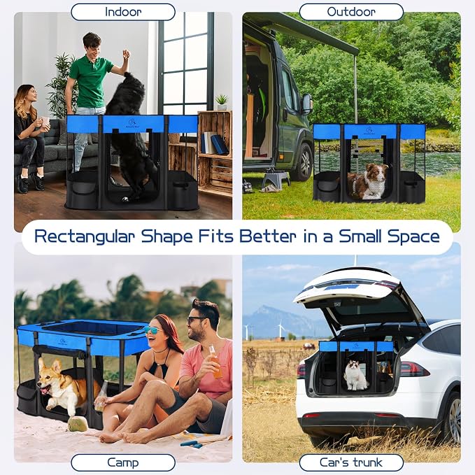Dog Playpen, Foldable, Water-Resistant Shade Cover, 40x32x24in, Large