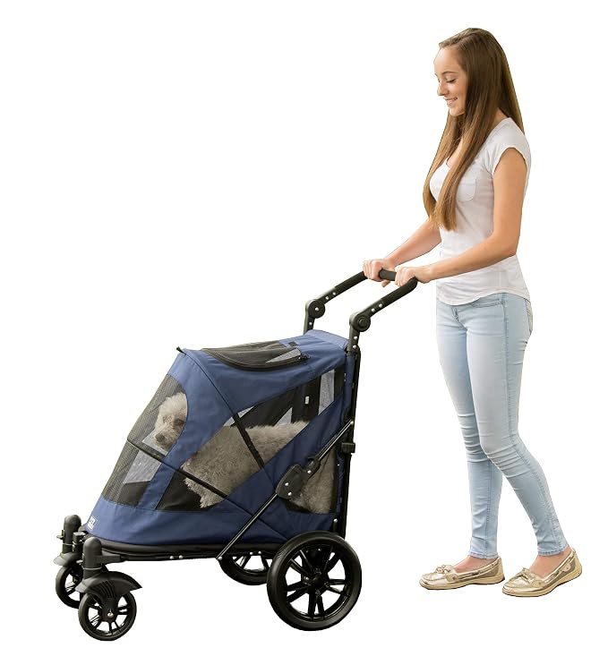 Pet Gear No-Zip Excursion Pet Stroller - Navy, Dual Entry