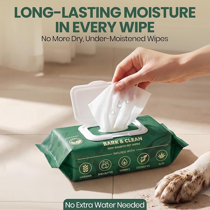 Bark & Clean Deodorizing Grooming Wipes, Lavender, Large 8.5" x 9", 50 Count