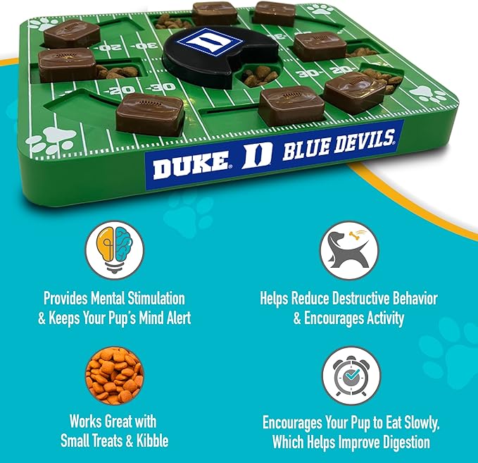 NCAA Puzzle Toy Slow Feeder, Puzzle Treat Dog Toy, Interactive Dog Treat Toy, Dog Puzzle Feeding Slow Toy (Duke Blue Devils)