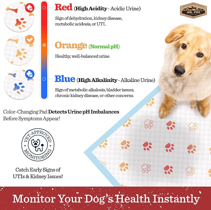 Dr. Pol Veterinarian-Approved Health Monitoring Puppy Pads - Ultra Absorbent, Leakproof Training Pads for Dogs with Color-Changing Technology – 50 Count, XL, 28"x30" – Fresh Scented