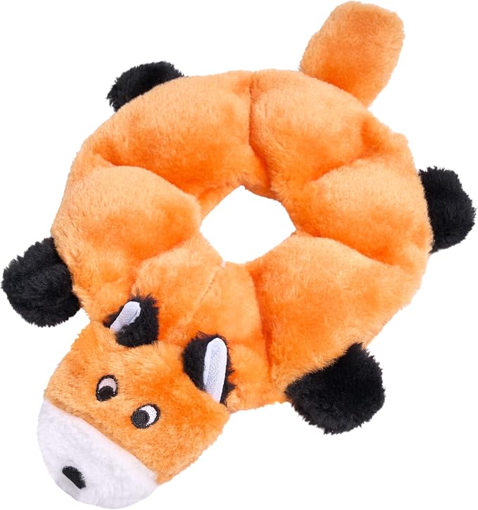 ZippyPaws Loopy No Stuffing Dog Toys to Keep Them Busy - 10" | For Small, Medium, & Large Dogs, Squeaky Pet Toy for Boredom, Unstuffed Chew Toy, Soft Plush Puppy Products, Fox