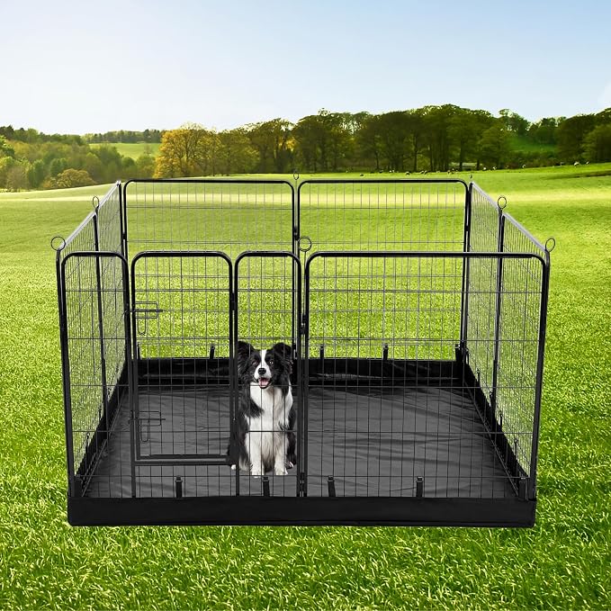 PJYuCien Rectangle Dog Playpen Bottom Pad - Fits 8 Panels 32" Width Metal Dog Pen -64"x64" Size 600D Oxford Cloth Waterproof Playpen Bottom Pad (Note: No Playpen)