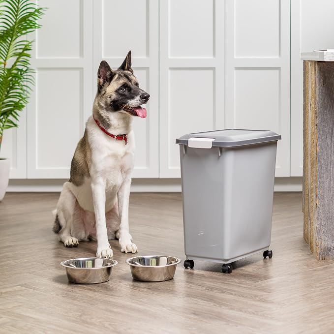 IRIS USA Dog Food Storage Container, Up to 40 lbs, Gray/Dark Gray