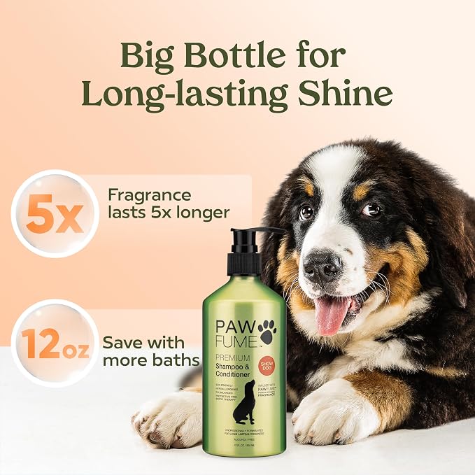 PAWFUME Deshedding Dog Shampoo and Conditioner, Show Dog, 2-Pack | Probiotic pH-balanced formula nourishes, detangles and deep cleans silky coats, salon-quality Shampoo for Dogs